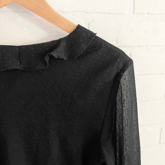 Vintage Blouse Sheer Flare sleeve Dark Romantic Ruffled Fairy Polka dot Sz 14 - Picture 12 of 15